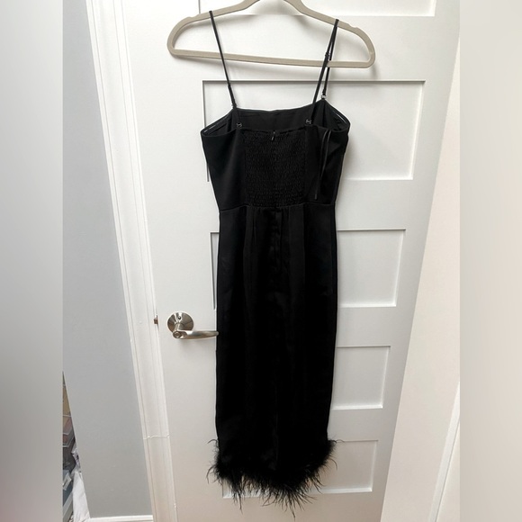 Lucy Paris Black Midi Feather Dress, formal black dress - Picture 3 of 9